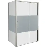 Balmani Senses Design douche en coin avec porte coulissante à droite et paroi latérale fixe, 120 x 80 cm, Verre transparent avec bande matte, Profil
