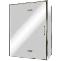 Balmani Senses Design douche en coin avec porte pivotante à gauche et paroi latérale fixe, 140 x 90 cm, Miroir Reflex, Profil chrome, coating inclus