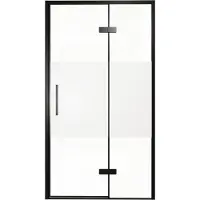 Balmani Senses Design porte pivotante à droite 120 cm x 210 cm verre transparent avec bande matte, Profil noir, coating inclus