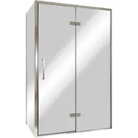 Balmani Senses Design douche en coin avec porte pivotante à droite et paroi latérale fixe, 120 x 90 cm, Miroir Reflex, Profil chrome, coating inclus