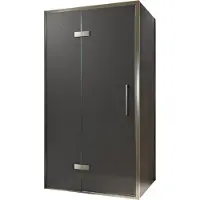 Balmani Senses Design douche en coin avec porte pivotante à gauche et paroi latérale fixe, 100 x 100 cm, Verre fumé, Profil Brushed GunMetal