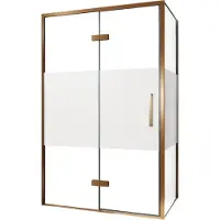 Balmani Senses Design douche en coin avec porte pivotante à gauche et paroi latérale fixe, 120 x 100 cm, Verre transparent avec bande matte, Profil