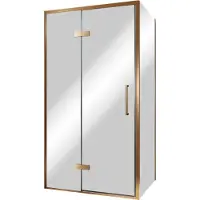Balmani Senses Design douche en coin avec porte pivotante à gauche et paroi latérale fixe, 100 x 90 cm, Miroir Reflex, Profil Brushed Rosegold,