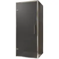 Balmani Senses Design douche en coin avec porte pivotante à gauche et paroi latérale fixe, 90 x 100 cm, Verre fumé, Profil chrome, coating inclus