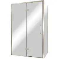 Balmani Senses Design douche en coin avec porte pivotante à gauche et paroi latérale fixe, 120 x 90 cm, Miroir Reflex, Profil Brushed CoolMetal,