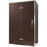 Balmani Senses Design douche en coin avec porte pivotante à gauche et paroi latérale fixe, 120 x 90 cm, Bronze, Profil chrome, coating inclus