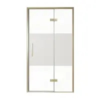 Balmani Senses Design porte pivotante à droite 120 cm x 210 cm verre transparent avec bande matte, Profil Brushed Champagne Gold