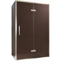 Balmani Senses Design douche en coin avec porte pivotante à droite et paroi latérale fixe, 120 x 100 cm, Bronze, Profil Brushed CoolMetal, coating