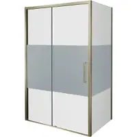 Balmani Senses Design douche en coin avec porte coulissante à gauche et paroi latérale fixe, 120 x 100 cm, Verre transparent avec bande matte, Profil