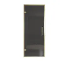 Balmani Senses Design porte pivotante à gauche 90 cm x 210 cm verre fumé, Profil Brushed Champagne Gold, coating inclus