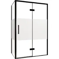 Balmani Senses Design douche en coin avec porte pivotante à droite et paroi latérale fixe, 120 x 100 cm, Verre transparent avec bande matte, Profil