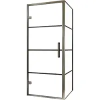 Balmani Senses Design douche en coin avec porte pivotante à gauche et paroi latérale fixe, 90 x 90 cm, Lined, Profil Brushed GunMetal, coating inclus