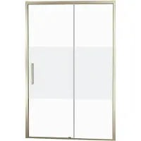 Balmani Senses Design porte coulissante à droite 140 cm x 210 cm verre transparent avec bande matte, Profil Brushed Champagne Gold, coating inclus