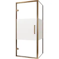 Balmani Senses Design douche en coin avec porte pivotante à gauche et paroi latérale fixe, 90 x 80 cm, Verre transparent avec bande matte, Profil