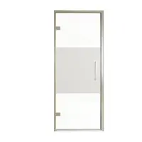 Balmani Senses Design porte pivotante à gauche 90 cm x 210 cm verre transparent avec bande matte, Profil Brushed CoolMetal