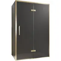 Balmani Senses Design douche en coin avec porte pivotante à droite et paroi latérale fixe, 120 x 100 cm, Verre fumé, Profil Brushed Champagne Gold