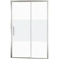 Balmani Senses Design porte coulissante à droite 160 cm x 210 cm verre transparent avec bande matte, Profil Brushed CoolMetal, coating inclus