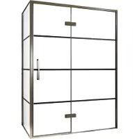 Balmani Senses Design douche en coin avec porte pivotante à droite et paroi latérale fixe, 140 x 100 cm, Lined, Profil Brushed GunMetal, coating