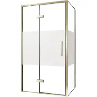 Balmani Senses Design douche en coin avec porte pivotante à gauche et paroi latérale fixe, 100 x 100 cm, Verre transparent avec bande matte, Profil