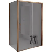 Balmani Senses Design douche en coin avec porte coulissante à droite et paroi latérale fixe, 120 x 100 cm, Miroir Reflex, Profil Brushed Rosegold