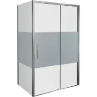 Balmani Senses Design douche en coin avec porte coulissante à droite et paroi latérale fixe, 120 x 80 cm, Verre transparent avec bande matte, Profil