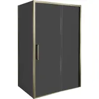 Balmani Senses Design douche en coin avec porte coulissante à droite et paroi latérale fixe, 120 x 100 cm, Verre fumé, Profil Brushed Champagne Gold,