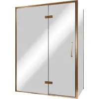 Balmani Senses Design douche en coin avec porte pivotante à gauche et paroi latérale fixe, 140 x 100 cm, Miroir Reflex, Profil Brushed Rosegold,