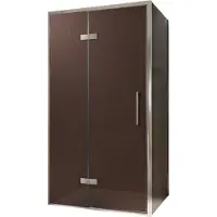 Balmani Senses Design douche en coin avec porte pivotante à gauche et paroi latérale fixe, 100 x 100 cm, Bronze, Profil chrome, coating inclus