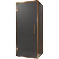Balmani Senses Design douche en coin avec porte pivotante à gauche et paroi latérale fixe, 90 x 80 cm, Verre fumé, Profil Brushed Rosegold