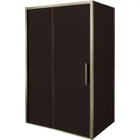 Balmani Senses Design douche en coin avec porte coulissante à gauche et paroi latérale fixe, 160 x 90 cm, Bronze, Profil Brushed Champagne Gold