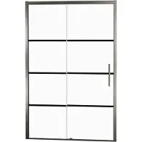 Balmani Senses Design porte coulissante à gauche 140 cm x 210 cm verre Lined, Profil Brushed GunMetal, coating inclus