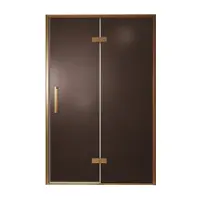 Balmani Senses Design porte pivotante à droite 140 cm x 210 cm verre Bronze, Profil Brushed Rosegold, coating inclus