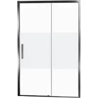 Balmani Senses Design porte coulissante à droite 120 cm x 210 cm verre transparent avec bande matte, Profil chrome
