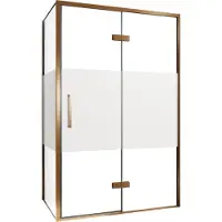 Balmani Senses Design douche en coin avec porte pivotante à droite et paroi latérale fixe, 120 x 80 cm, Verre transparent avec bande matte, Profil