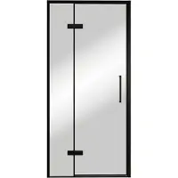 Balmani Senses Design porte pivotante à gauche 100 cm x 210 cm verre Miroir Reflex, Profil noir, coating inclus