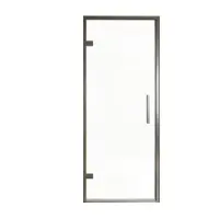 Balmani Senses Design porte pivotante à gauche 90 cm x 210 cm verre transparent, Profil Brushed GunMetal