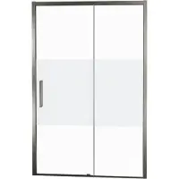 Balmani Senses Design porte coulissante à droite 140 cm x 210 cm verre transparent avec bande matte, Profil Brushed GunMetal
