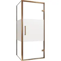Balmani Senses Design douche en coin avec porte pivotante à droite et paroi latérale fixe, 90 x 80 cm, Verre transparent avec bande matte, Profil