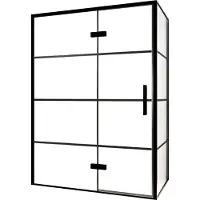 Balmani Senses Design douche en coin avec porte pivotante à gauche et paroi latérale fixe, 140 x 90 cm, Lined, Profil noir, coating inclus