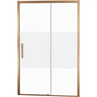 Balmani Senses Design porte coulissante à droite 140 cm x 210 cm verre transparent avec bande matte, Profil Brushed Rosegold