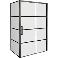 Balmani Senses Design douche en coin avec porte coulissante à droite et paroi latérale fixe, 120 x 100 cm, Lined, Profil Brushed GunMetal, coating