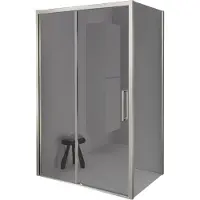 Balmani Senses Design douche en coin avec porte coulissante à gauche et paroi latérale fixe, 160 x 100 cm, Miroir Reflex, Profil Brushed CoolMetal,