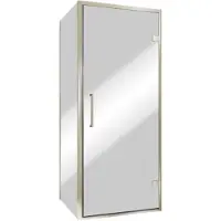 Balmani Senses Design douche en coin avec porte pivotante à droite et paroi latérale fixe, 90 x 80 cm, Miroir Reflex, Profil Brushed CoolMetal,
