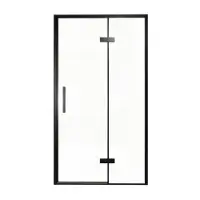 Balmani Senses Design porte pivotante à droite 120 cm x 210 cm verre transparent, Profil noir, coating inclus