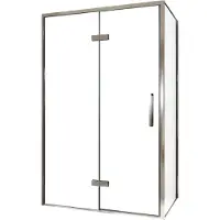 Balmani Senses Design douche en coin avec porte pivotante à gauche et paroi latérale fixe, 120 x 70 cm, Verre transparent, Profil chrome, coating