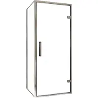 Balmani Senses Design douche en coin avec porte pivotante à droite et paroi latérale fixe, 90 x 90 cm, Verre transparent, Profil chrome, coating