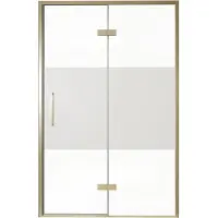 Balmani Senses Design porte pivotante à droite 140 cm x 210 cm verre transparent avec bande matte, Profil Brushed Champagne Gold
