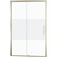 Balmani Senses Design porte coulissante à gauche 160 cm x 210 cm verre transparent avec bande matte, Profil Brushed Champagne Gold