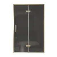 Balmani Senses Design porte pivotante à droite 140 cm x 210 cm verre fumé, Profil Brushed Champagne Gold, coating inclus