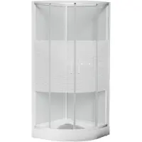 Luca Varess Talan cabine de douche quart de rond avec portes coulissantes 90 x 90 cm verre transparent avec bande matte à rayures profil blanc